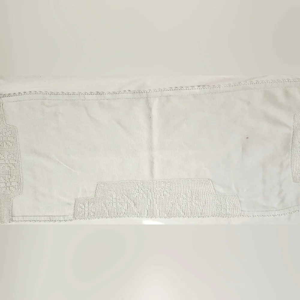 VINTAGE FILET CROCHET SIDE BOARD RUNNER CLOTH - Picture 8 of 8